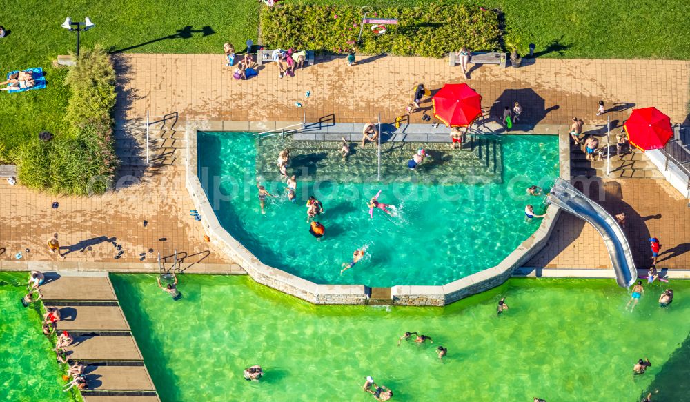 Dortmund from above - Swimming pool of the Naturfreibad Froschloch at Loettinghauser Strasse in Dortmund at Ruhrgebiet in the state North Rhine-Westphalia, Germany