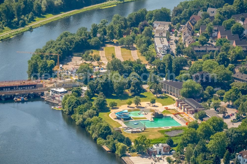 Herdecke from above - Swimming pool of the on street Bleichstein in the district Westende in Herdecke at Ruhrgebiet in the state North Rhine-Westphalia, Germany