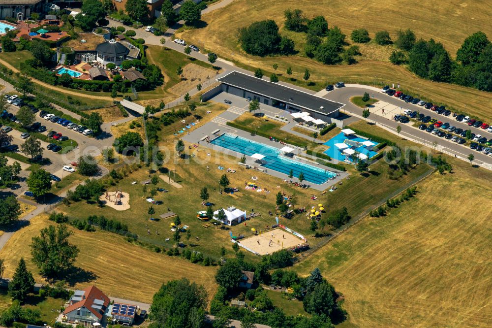 Freudenstadt from above - Swimming pool of the Panorama-Bad in Freudenstadt in the state Baden-Wuerttemberg, Germany