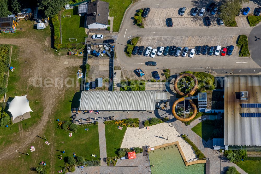 Aerial photograph Ennepetal - Swimming pool of the Platsch with renovation works on Mittelstrasse in Ennepetal in the state North Rhine-Westphalia, Germany