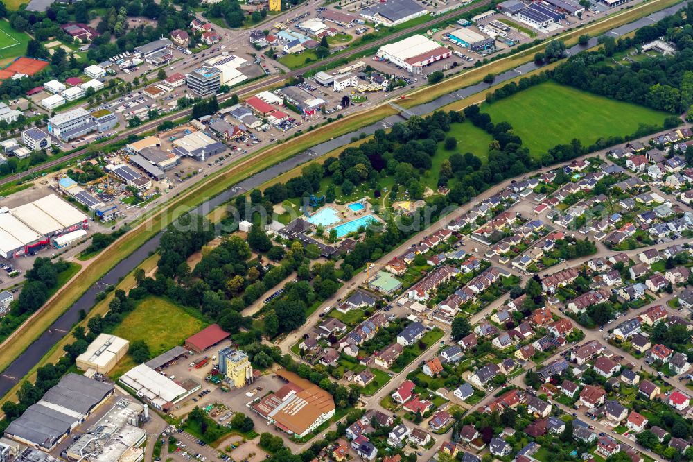 Teningen from above - Swimming pool of the in Teningen in the state Baden-Wuerttemberg, Germany