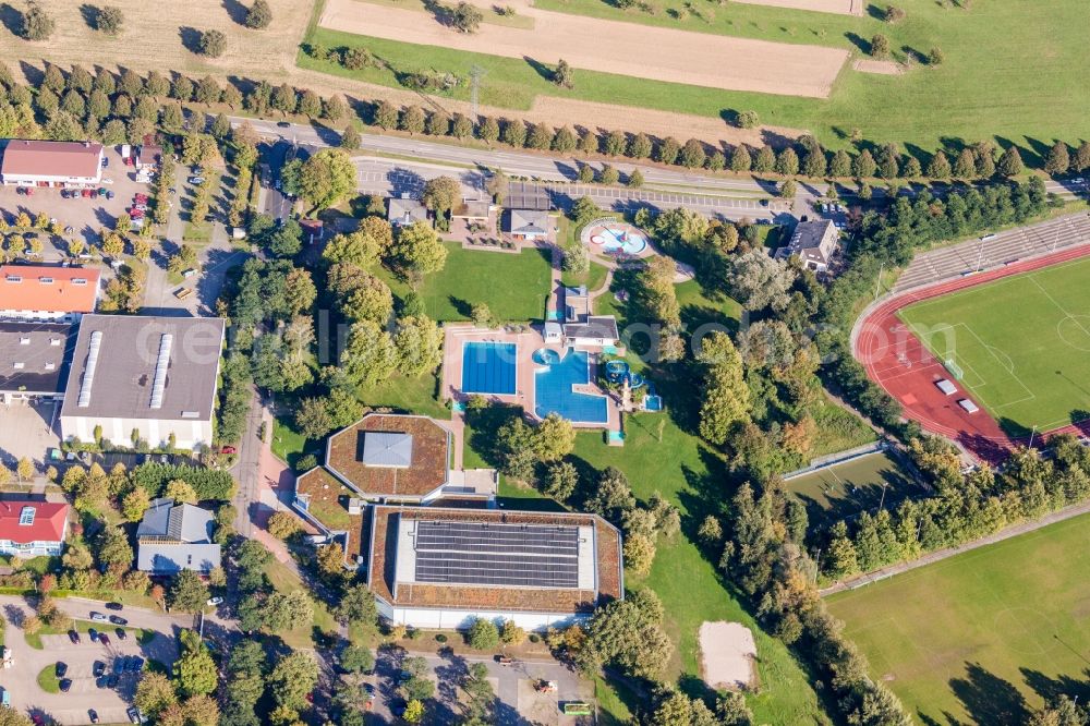 Waldbronn from the bird's eye view: Swimming pool of the Waldbronn in Waldbronn in the state Baden-Wurttemberg, Germany