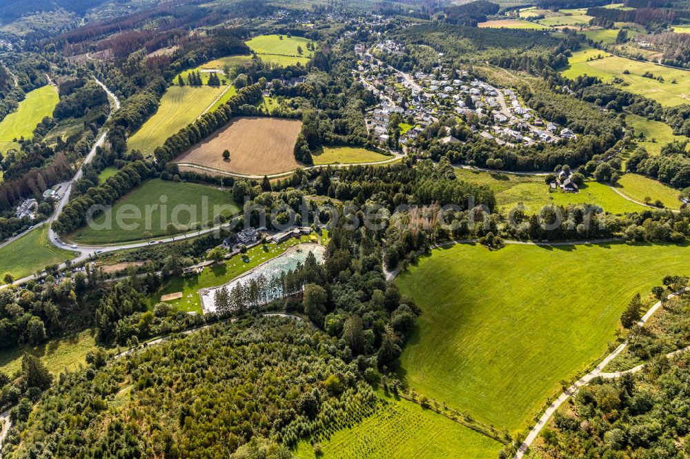 Aerial image Gudenhagen - Swimming pool of the Waldfreibad Gudenhagen in Gudenhagen at Sauerland in the state North Rhine-Westphalia, Germany