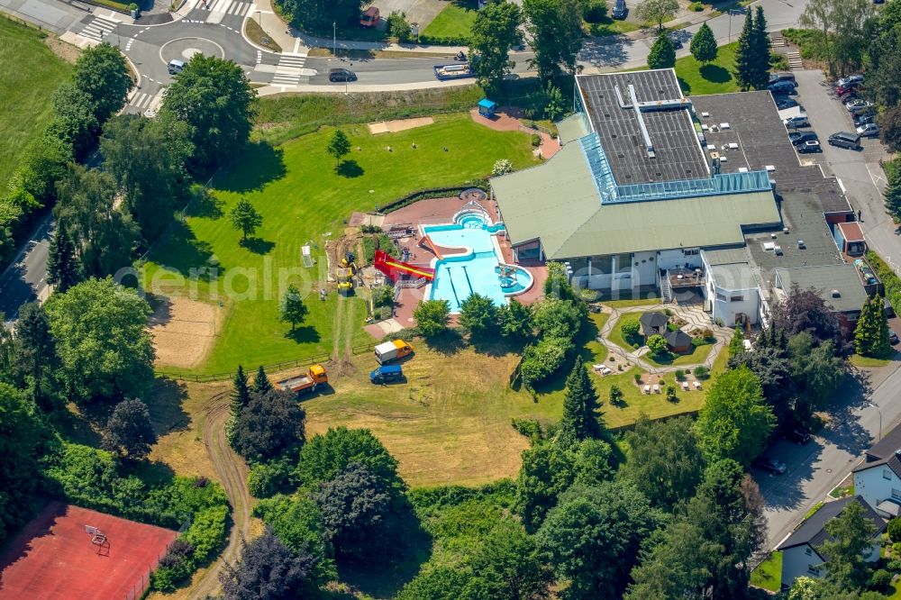 Warstein from the bird's eye view: Swimming pool of the in Warstein in the state North Rhine-Westphalia