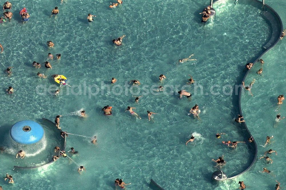 München from above - Swimming pools and lawns of the outdoor pool Westbad in Munich in Bavaria