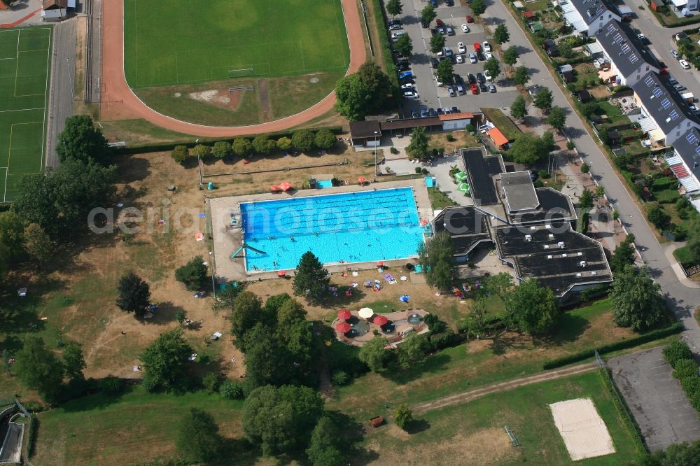 Schopfheim from above - Swimming pool and bath with sunbathing arean in Schopfheim in the state Baden-Wurttemberg, Germany