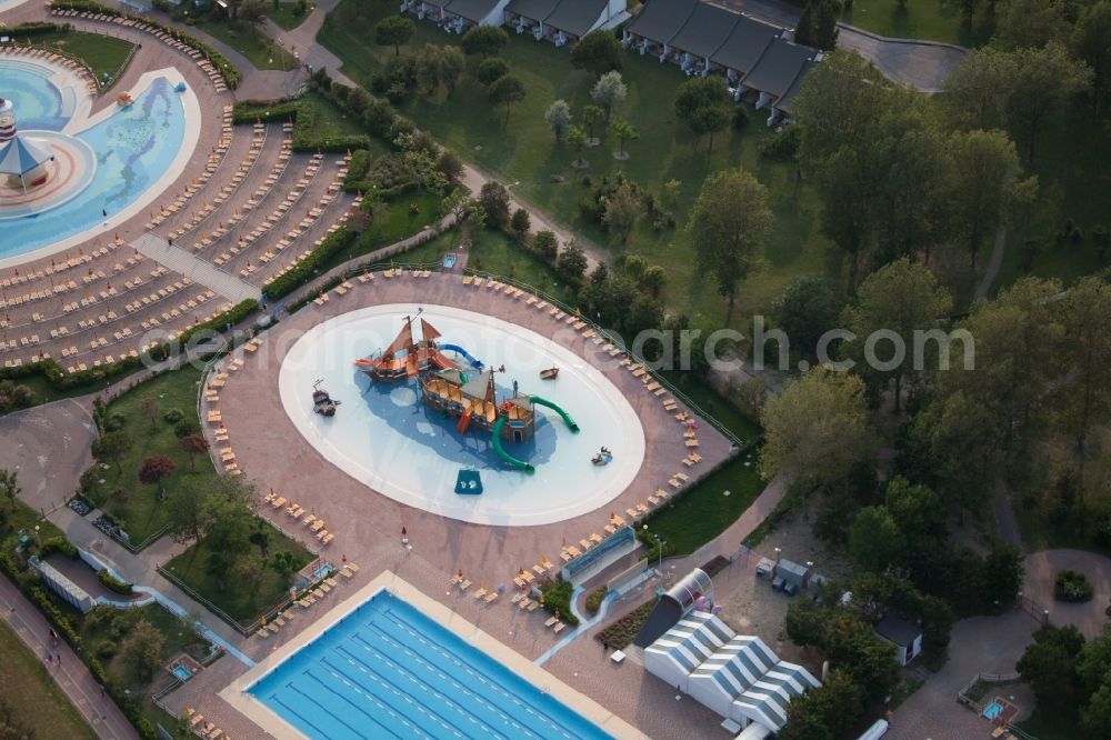 Aerial photograph Duna Verde - Swimming pool with pirate ship of the Playaloca in Duna Verde in Venetien, Italy