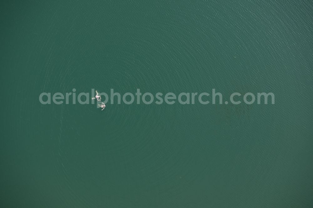 Hückeswagen from the bird's eye view: Dam and shore areas at the lake Bewertalsperre in Hueckeswagen in the state North Rhine-Westphalia, Germany, Swimmers, bathing people