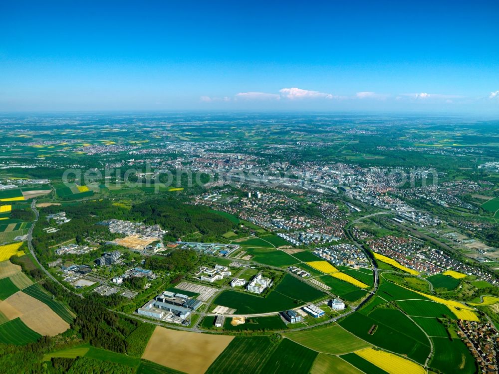 Aerial image Ulm - View of the area of the Science Park. Including the euro engineering AG, the WITec, the University of Ulm and several institutes of the University of Ulm