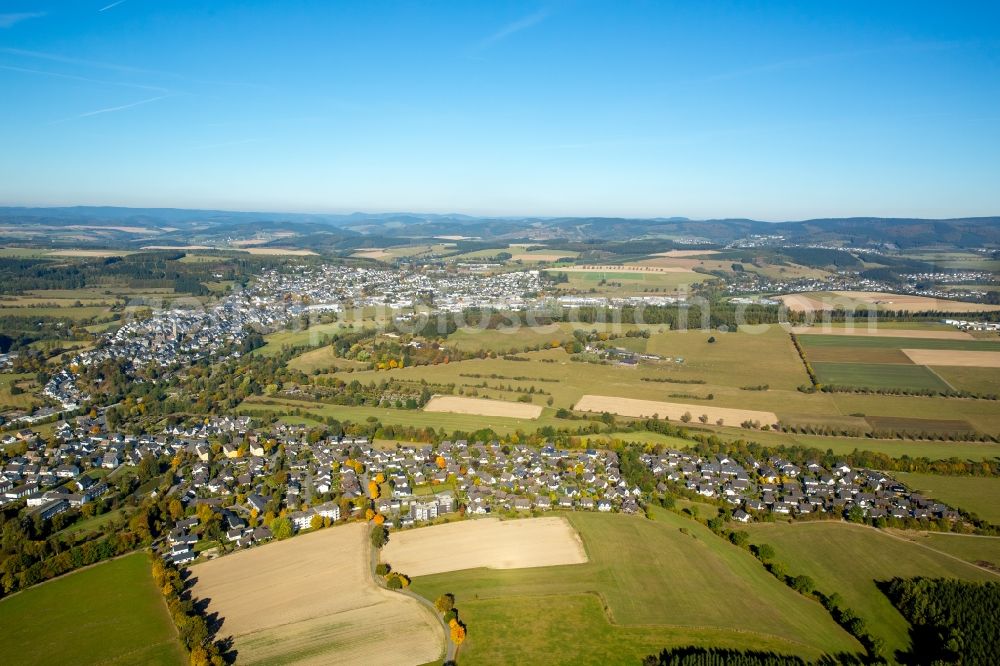 Schmallenberg from above - Southern district at the street Lenninghof in Schmallenberg in the state North Rhine-Westphalia