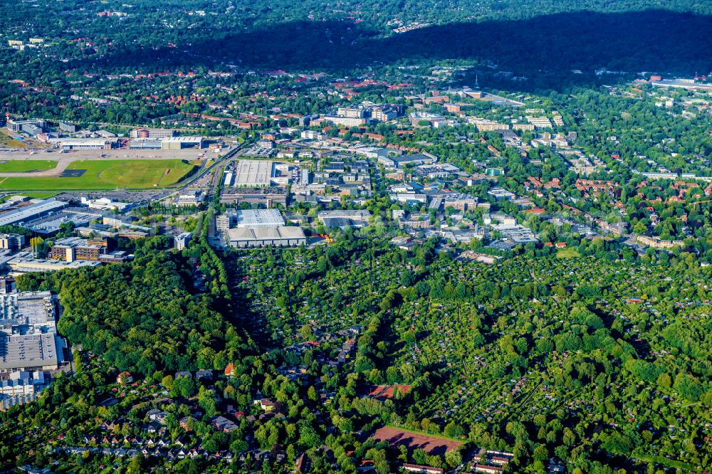 Hamburg from above - Industrial estate and company settlement Flughafen Fuhlsbuettel in Hamburg, Germany