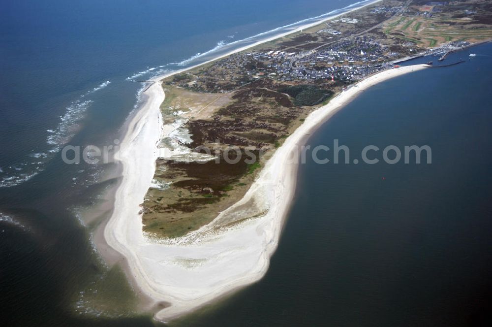 Aerial photograph Hörnum auf Sylt - Blick auf die Südspitze der Insel Sylt mit der Stadt Hörnum. Kontakt: Tourismus-Service Hörnum, Rantumer Str. 20, 25997 Hörnum/Sylt, Tel. +49(0)4651 9626-0, Fax +49(0)4651 9626-66, E-Mail: info@hoernum.de