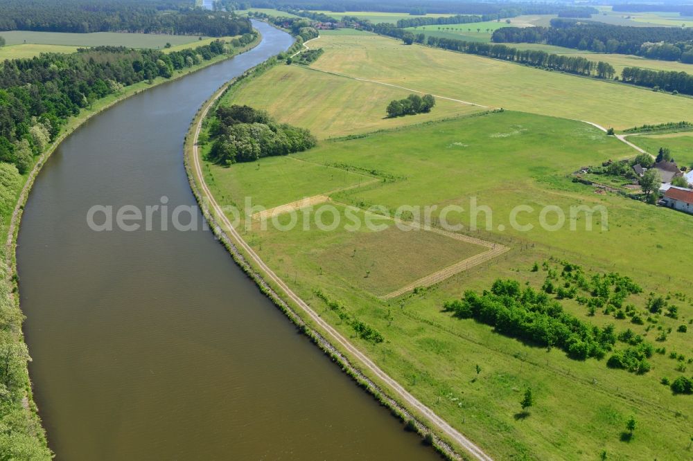 Kade OT Kader Schleuse from above - South riverside of the Elbe-Havel-Canel between Bliecke and Kade in the state Saxony-Anhalt