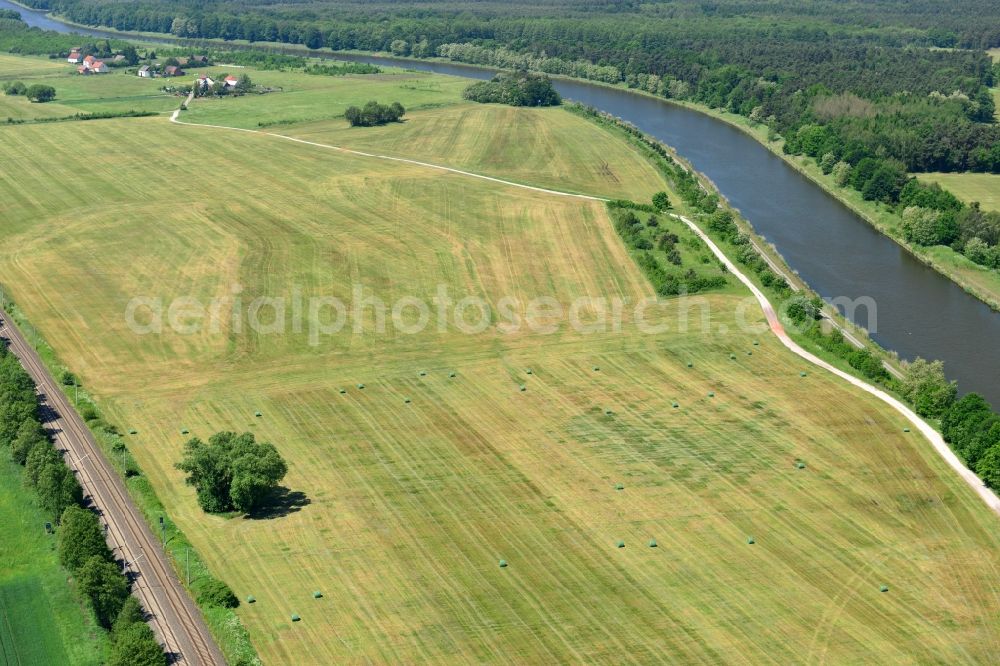 Kade OT Kader Schleuse from above - South riverside of the Elbe-Havel-Canel between Bliecke and Kade in the state Saxony-Anhalt