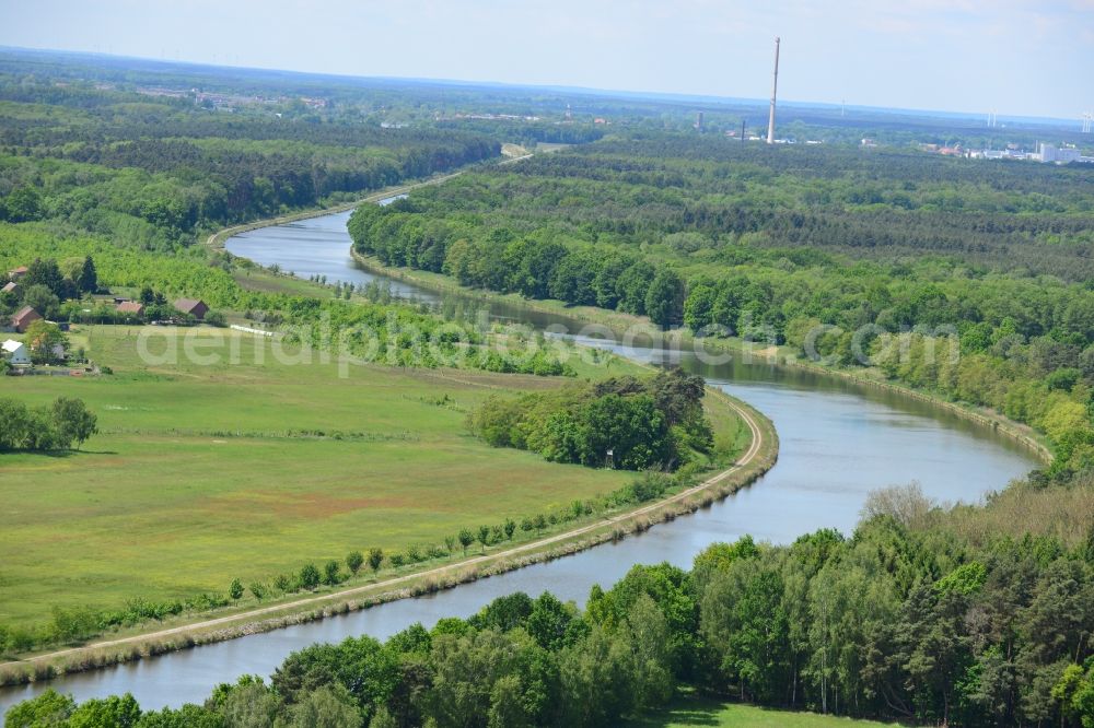 Kade OT Kader Schleuse from above - South riverside of the Elbe-Havel-Canel between Bliecke and Kade in the state Saxony-Anhalt