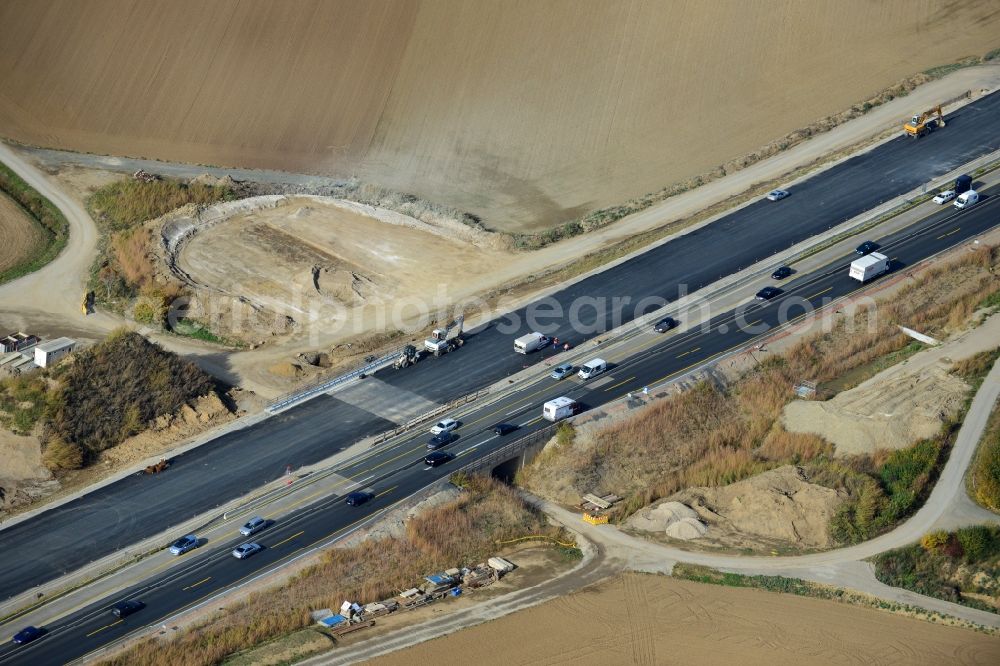 Bockenem from the bird's eye view: The construction site for six-lane expansion of Highway 7 from the triangle to the triangle Drammetal Salzgitter in Lower Saxony