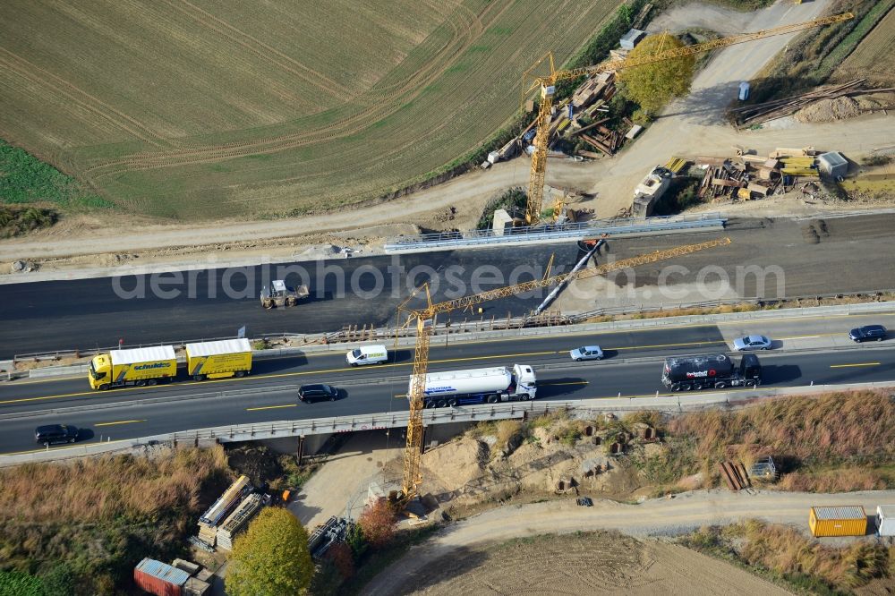 Aerial image Bockenem - The construction site for six-lane expansion of Highway 7 from the triangle to the triangle Drammetal Salzgitter in Lower Saxony