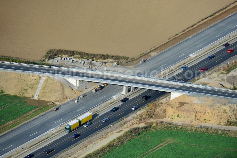 Aerial photograph Bockenem - The construction site for six-lane expansion of Highway 7 from the triangle to the triangle Drammetal Salzgitter in Lower Saxony