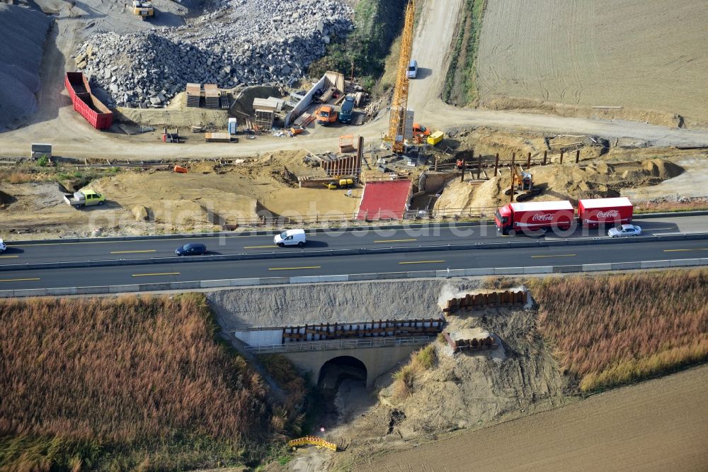 Aerial image Raddeckenstedt - The construction site for six-lane expansion of Highway 7 from the triangle to the triangle Drammetal Salzgitter in Lower Saxony