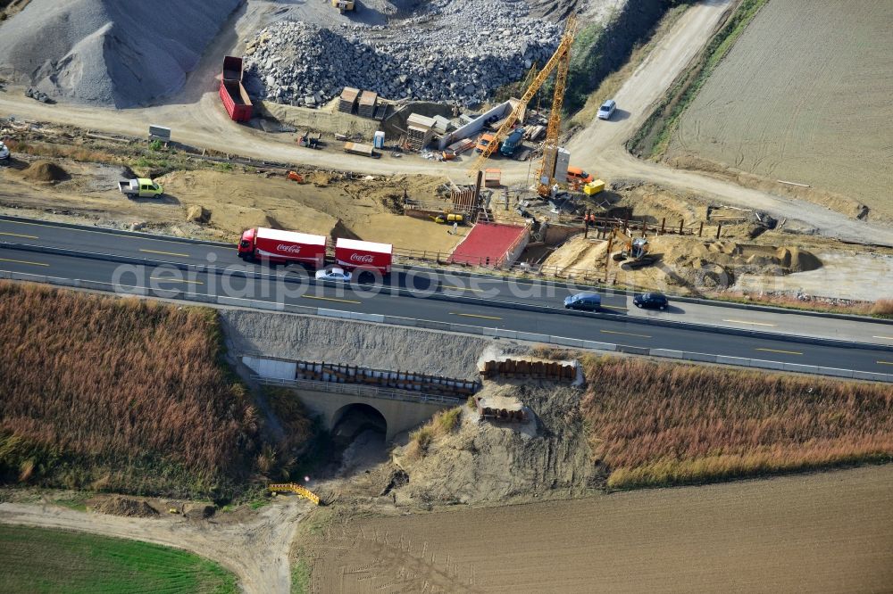 Aerial photograph Raddeckenstedt - The construction site for six-lane expansion of Highway 7 from the triangle to the triangle Drammetal Salzgitter in Lower Saxony