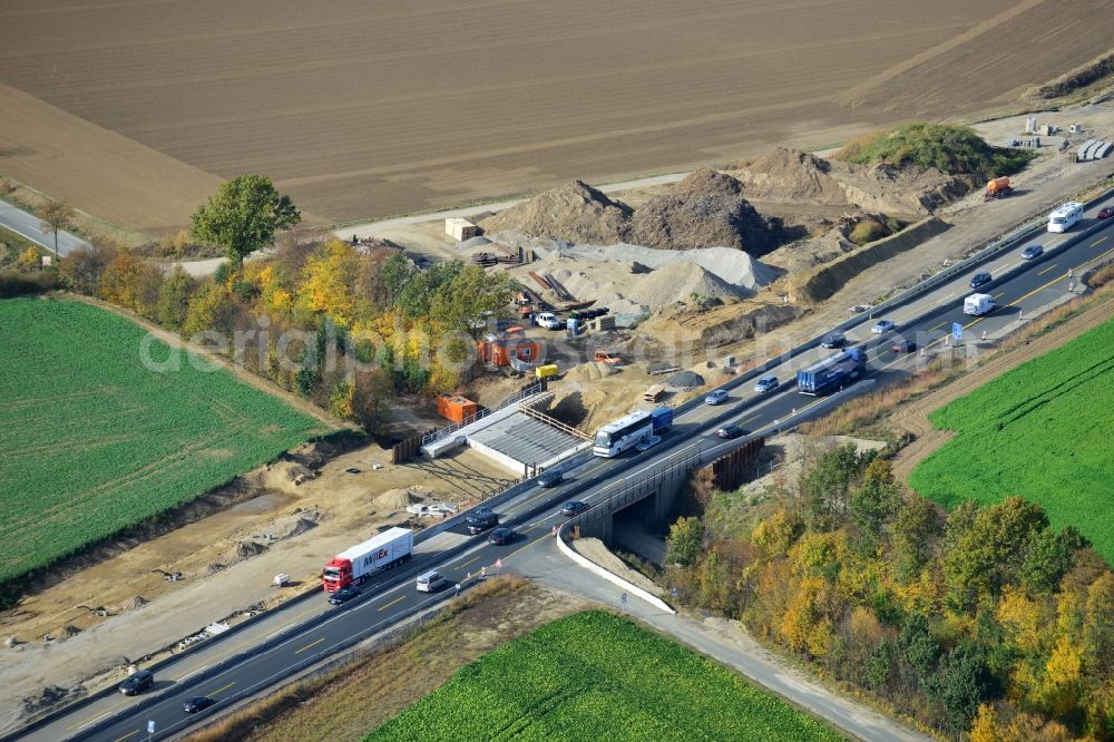 Raddeckenstedt from above - The construction site for six-lane expansion of Highway 7 from the triangle to the triangle Drammetal Salzgitter in Lower Saxony