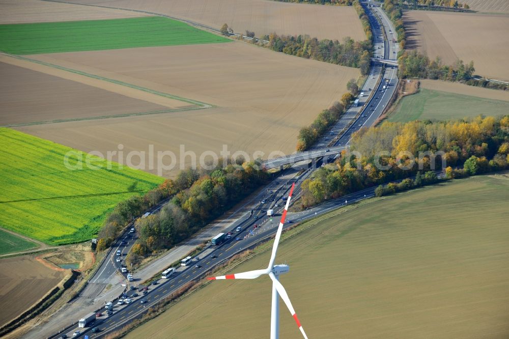 Aerial image Raddeckenstedt - The construction site for six-lane expansion of Highway 7 from the triangle to the triangle Drammetal Salzgitter in Lower Saxony