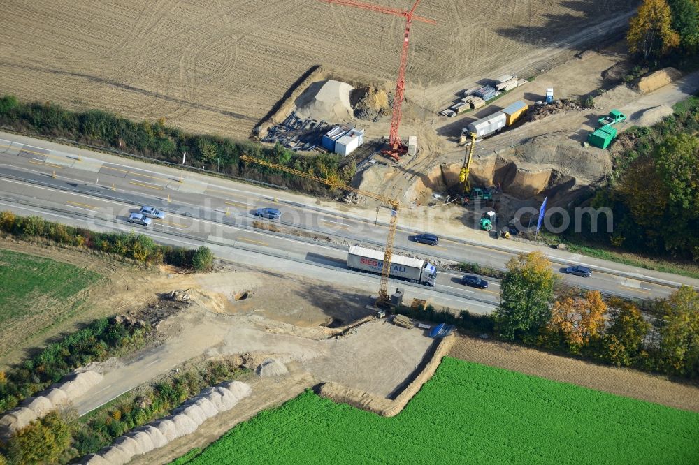 Rhüden from the bird's eye view: The construction site for six-lane expansion of Highway 7 from the triangle to the triangle Drammetal Salzgitter in Lower Saxony