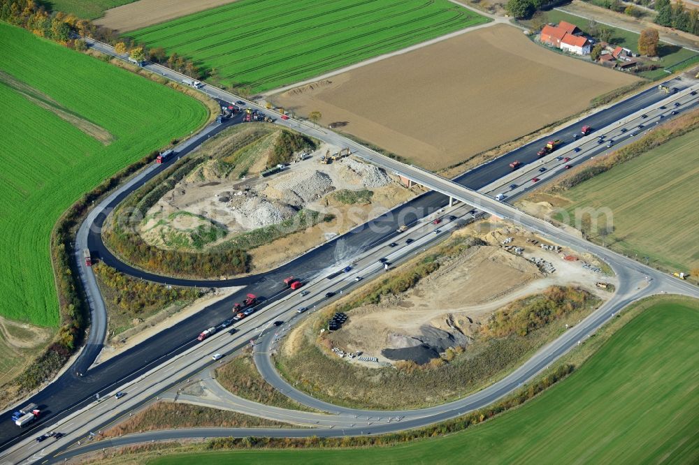 Rhüden from above - The construction site for six-lane expansion of Highway 7 from the triangle to the triangle Drammetal Salzgitter in Lower Saxony