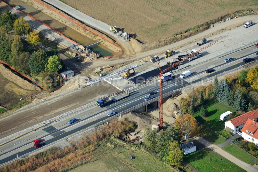 Aerial image Rhüden - The construction site for six-lane expansion of Highway 7 from the triangle to the triangle Drammetal Salzgitter in Lower Saxony