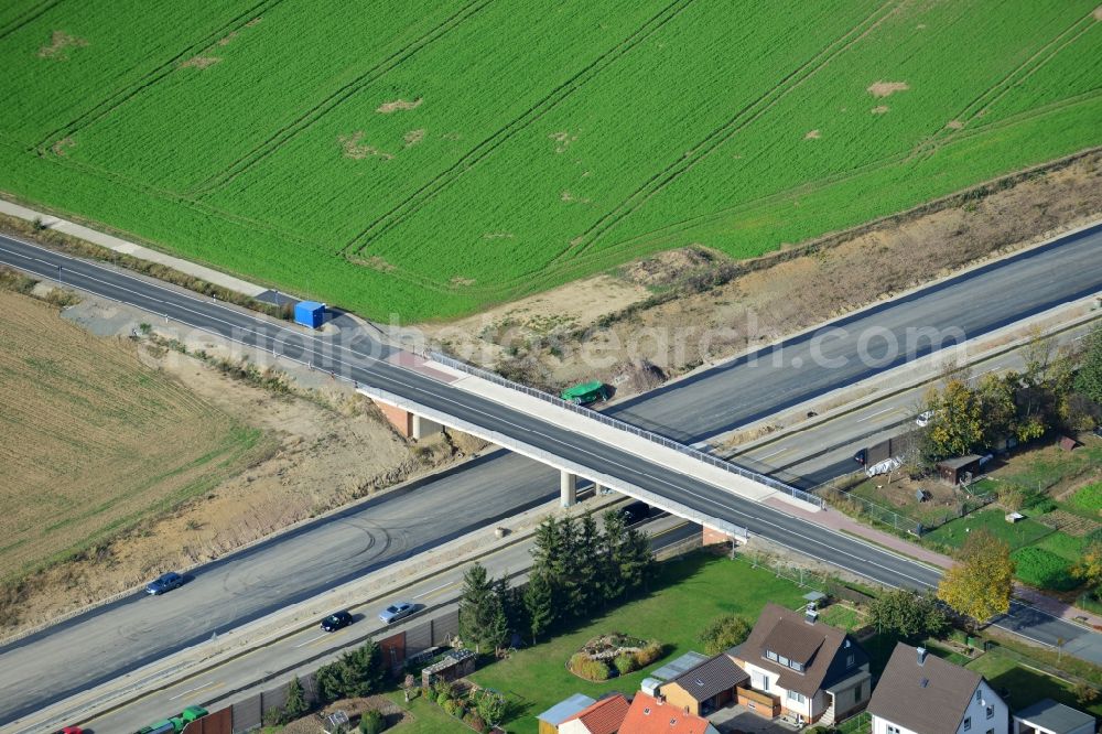 Aerial photograph Rhüden - The construction site for six-lane expansion of Highway 7 from the triangle to the triangle Drammetal Salzgitter in Lower Saxony