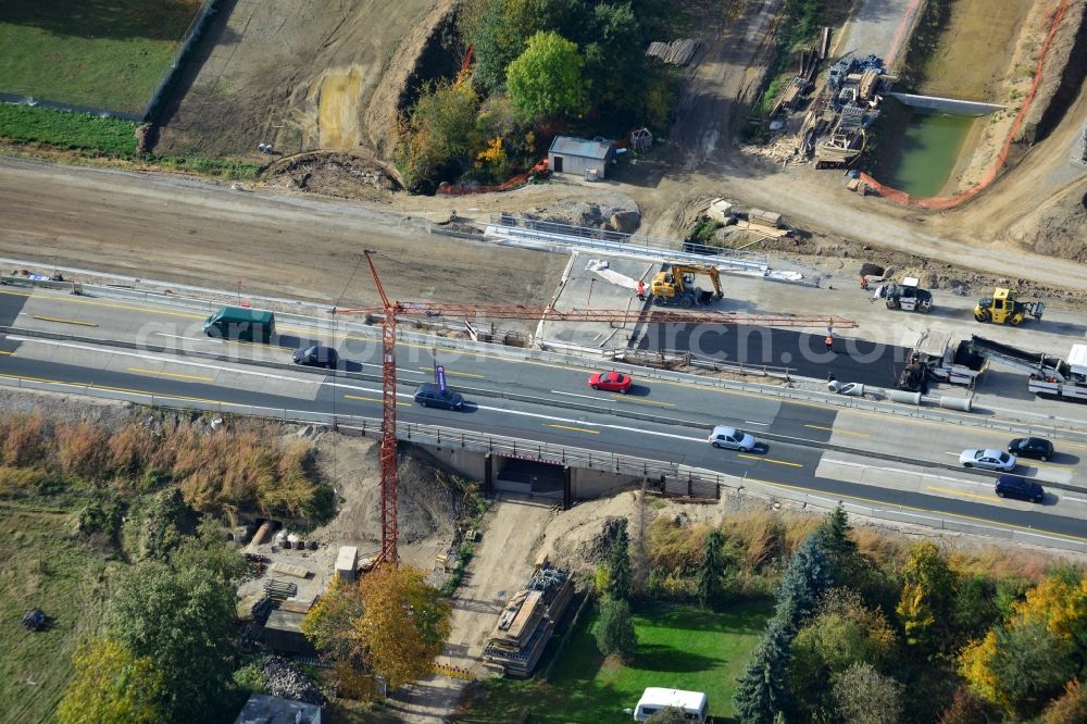 Rhüden from the bird's eye view: The construction site for six-lane expansion of Highway 7 from the triangle to the triangle Drammetal Salzgitter in Lower Saxony