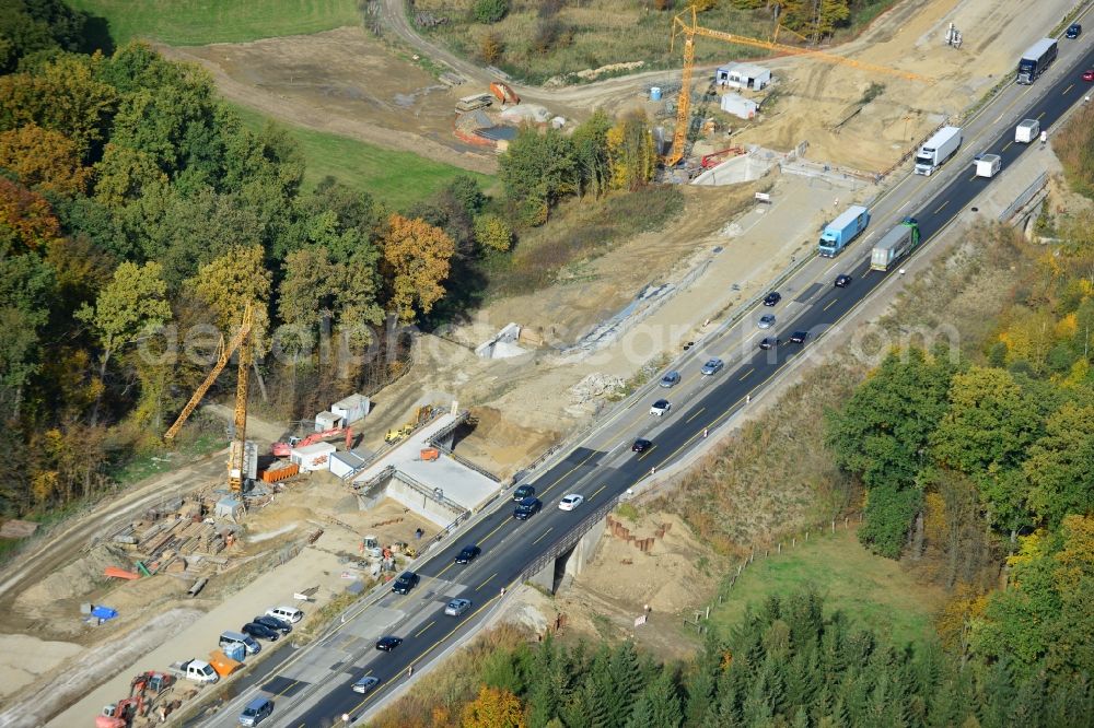 Aerial photograph Wohldenberg - The construction site for six-lane expansion of Highway 7 from the triangle to the triangle Drammetal Salzgitter in Lower Saxony