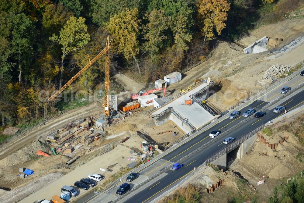 Wohldenberg from above - The construction site for six-lane expansion of Highway 7 from the triangle to the triangle Drammetal Salzgitter in Lower Saxony