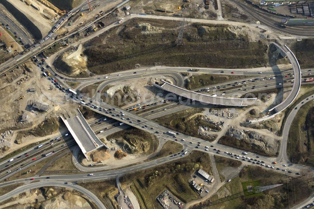 Aerial image BOCHUM OT Stahlhausen - Bochum - Stahlhausen 22/03/2012 BOCHUM OT Stahlhausen 22/03/2012 View of the six-lane extension of the A40 between junctions Gelsenkirchen and Bochum-Stahlhausen. As part of the expansion sites created several new bridges