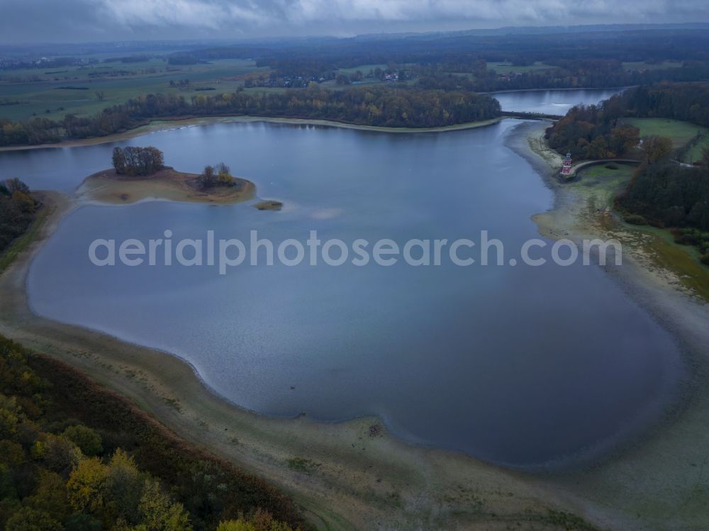 Aerial photograph Moritzburg - Niederer Grossteich near Baernsdorf in a forest area in Moritzburg in the federal state of Saxony, Germany