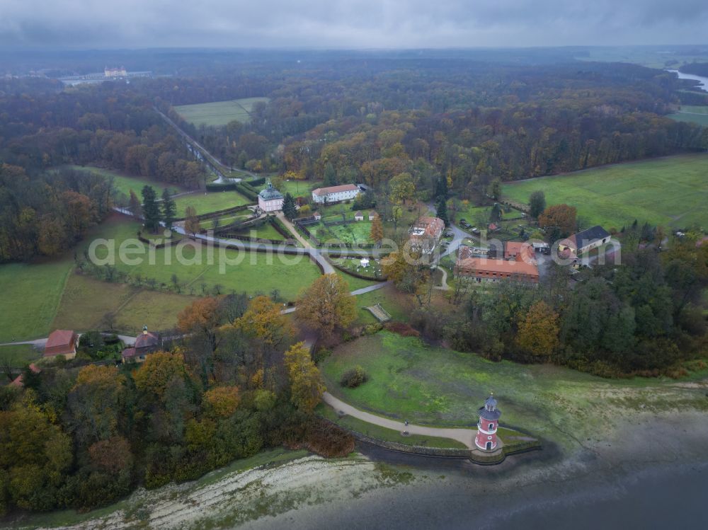 Moritzburg from the bird's eye view: Niederer Grossteich near Baernsdorf in a forest area in Moritzburg in the federal state of Saxony, Germany