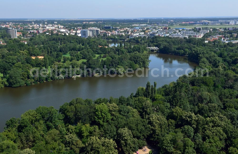 Aerial photograph Bukarest - View of the lake Herastrau in Bucharest in Romania