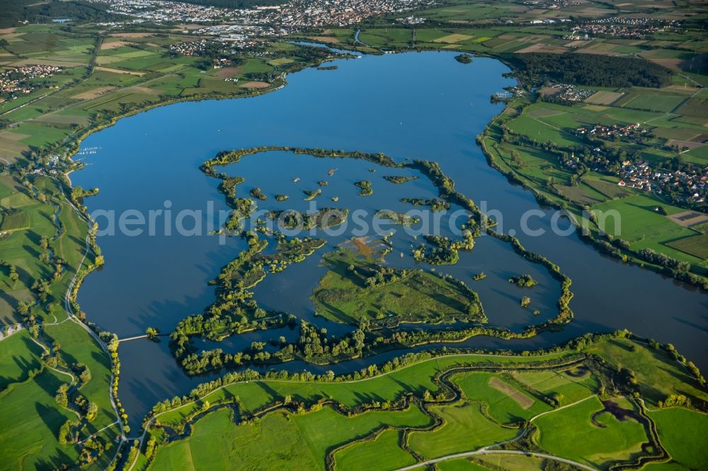 Aerial photograph Muhr am See - Lake Island Altmuehlsee in Muhr am See in the state Bavaria, Germany