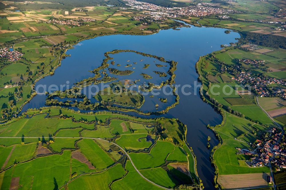 Muhr am See from above - Lake Island Altmuehlsee in Muhr am See in the state Bavaria, Germany