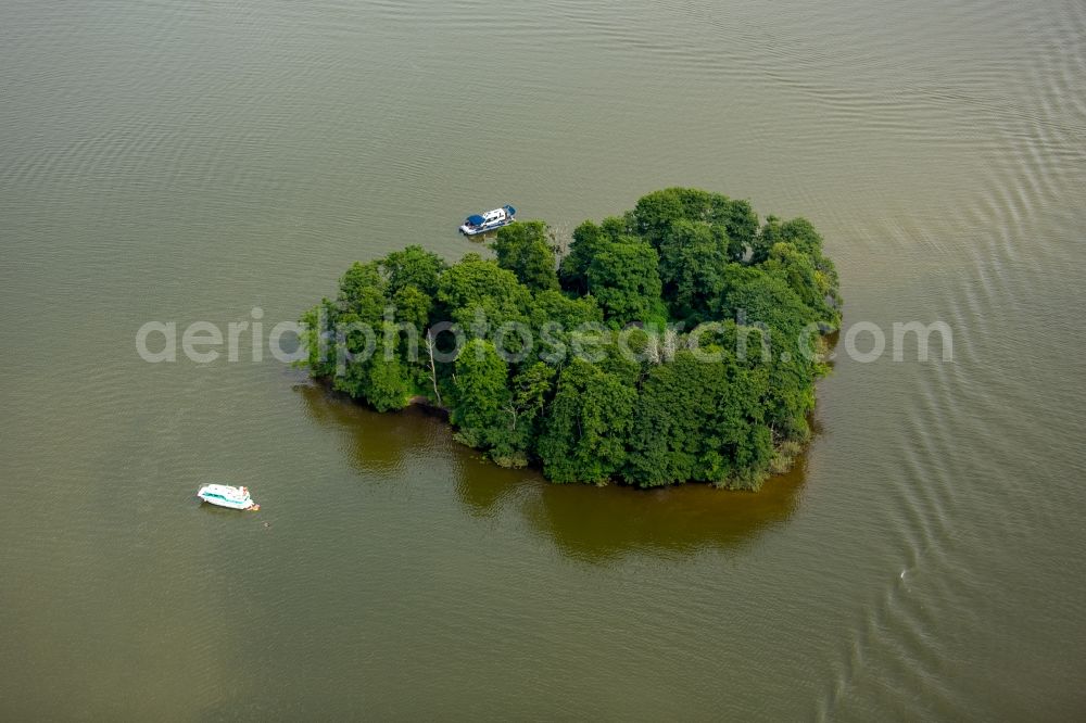 Vipperow from the bird's eye view: Sea island with trees on the Muritz in Vipperow in Mecklenburg-Vorpommern