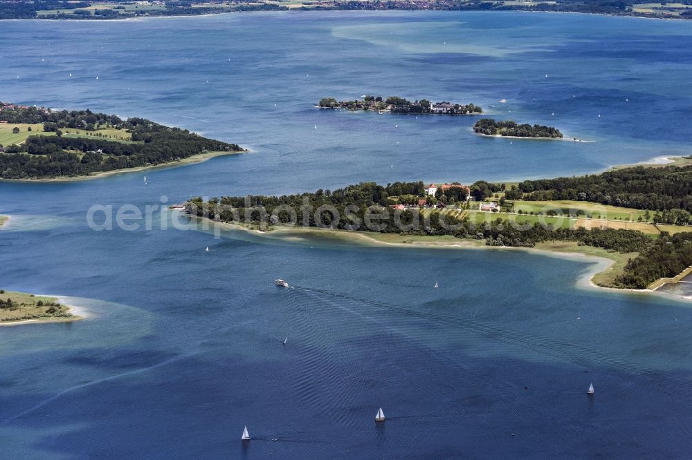 Aerial image Chiemsee - Lake Island on the Chiemsee (Fraueninsel, Herreninsel and Krautinsel) in Chiemsee in the state Bavaria, Germany