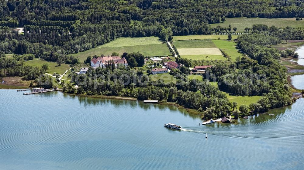 Aerial image Chiemsee - Lake Island on the Chiemsee (Fraueninsel, Herreninsel and Krautinsel) in Chiemsee in the state Bavaria, Germany