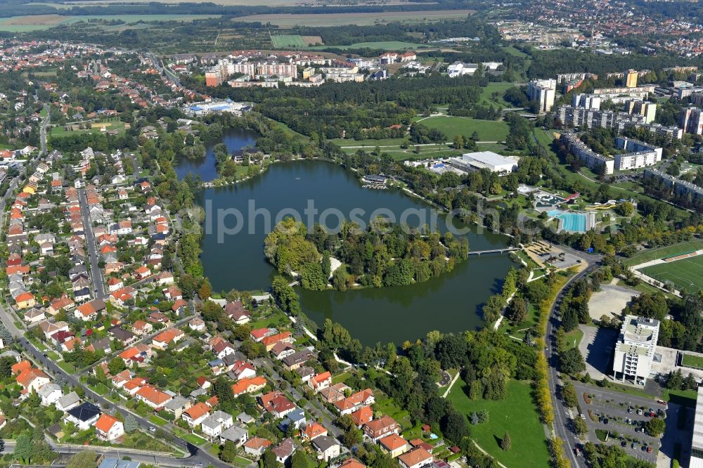 Szombathely from the bird's eye view: Lake Island CsA?nakazA?-tA? in Szombathely in Vas, Hungary