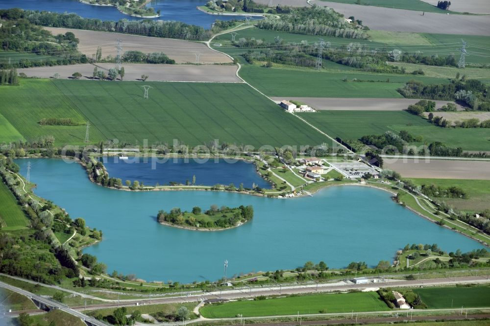 Lapalud from the bird's eye view: Lake Island in Lapalud in Provence-Alpes-Cote d'Azur, France