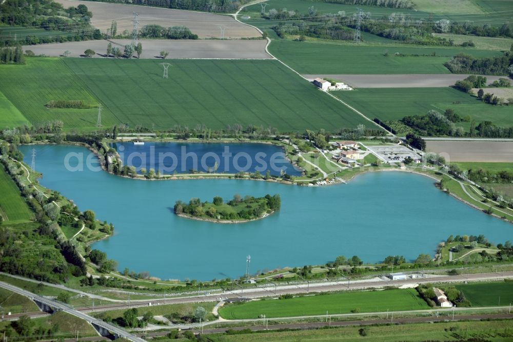 Aerial image Lapalud - Lake Island in Lapalud in Provence-Alpes-Cote d'Azur, France