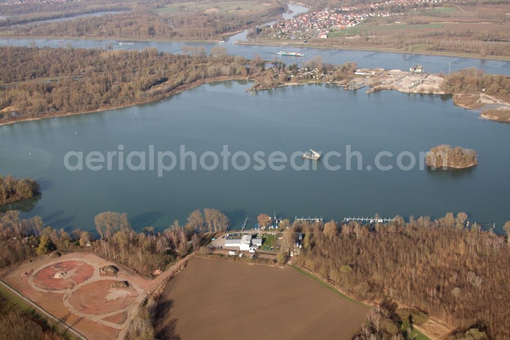 Aerial photograph Elchesheim-Illingen - Lake Island on the Goldkanal in Elchesheim-Illingen in the state Baden-Wuerttemberg, Germany