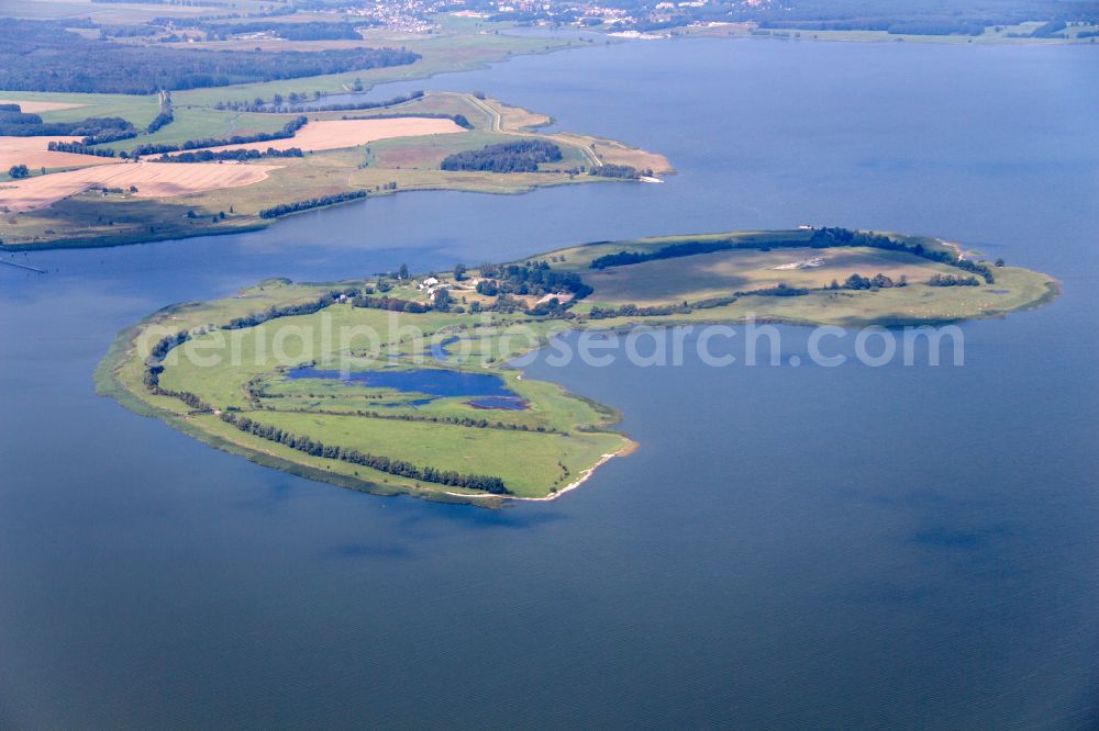 Aerial image Lütow - Lake Island Goernitz in Luetow in the state Mecklenburg - Western Pomerania, Germany