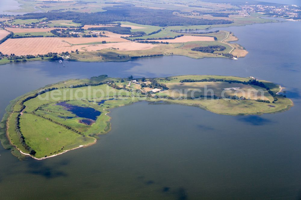 Lütow from the bird's eye view: Lake Island Goernitz in Luetow in the state Mecklenburg - Western Pomerania, Germany