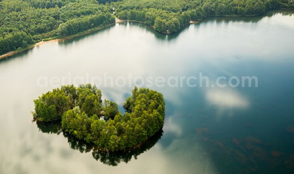 Bottrop from above - Lake Island on the Heidesee in Bottrop in the state North Rhine-Westphalia, Germany