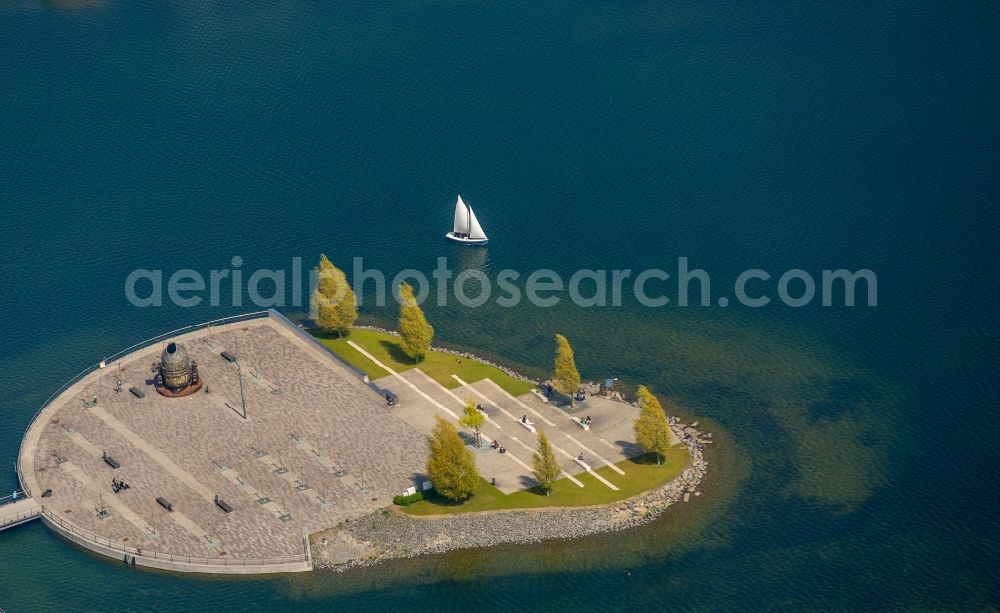 Dortmund from the bird's eye view: Lake Island Kulturinsel on the Phoenixsee in Dortmund in the state North Rhine-Westphalia